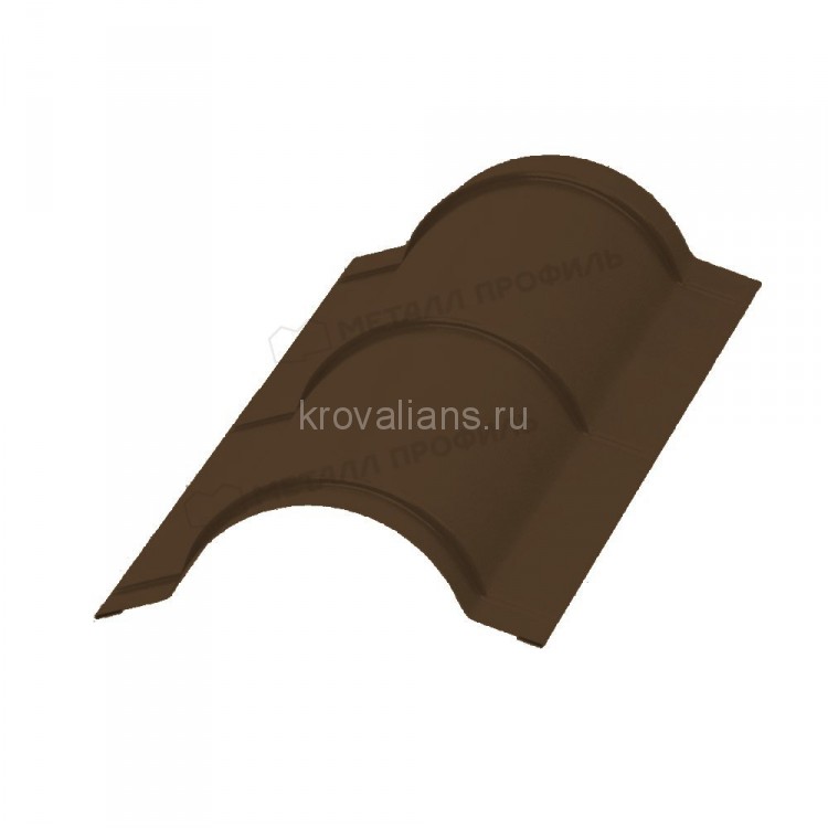 МеталлПрофиль Планка конька круглого R110х2000 (Пластизол-02-8017-0.5) /1 шт/