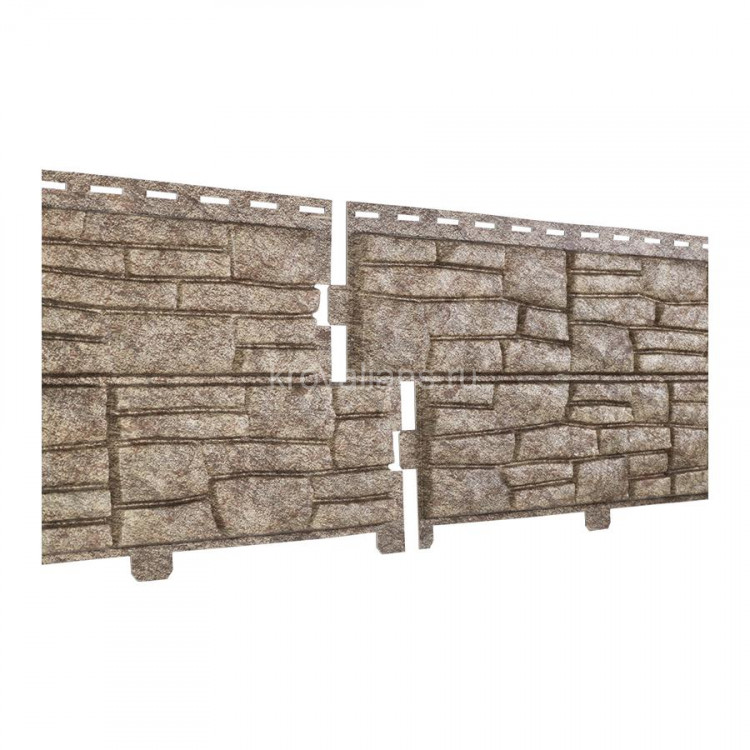 Ю-Пласт Сайдинг STONE-HOUSE Сланец Бурый (с дв. замк) 0,225 *2м  (1уп.=15шт/6,75м2)