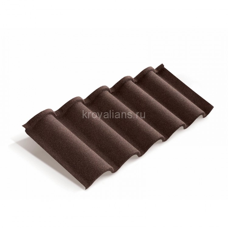 Композитная черепица Metrotile (Метротайл) Romana (Коричневый) /лист/