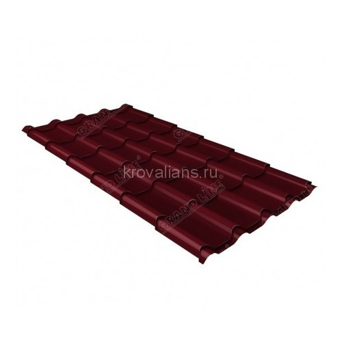 Металлочерепица Grand Line (Гранд Лайн) камея 0,5 Satin Matt RAL 3005 /1 кв.м./