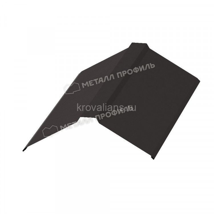МеталлПрофиль Планка конька плоского 190х190х2000 NormanMP (Полиэстер-01-8017-0.5) /1 шт/