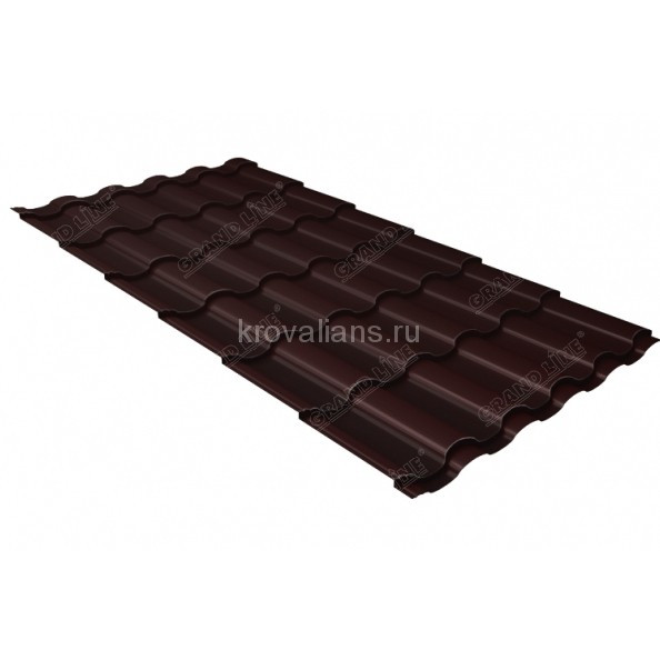 Металлочерепица Grand Line (Гранд Лайн) кредо 0,5 GreenСoat Pural Matt RAL 8017 /1 кв.м./