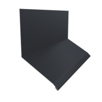 Планка примыкание верхнее к стене фальц Grand Line 150х130х20 0,5 Velur X RAL 7024 мокрый асфальт (3м)