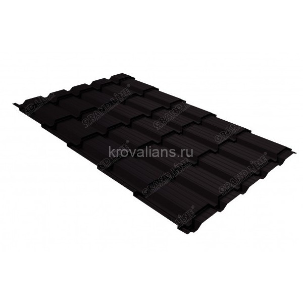 Металлочерепица Верховье Grand Line (Гранд Лайн) квадро 0,5 Satin Matt RAL 9005 /1 кв.м./