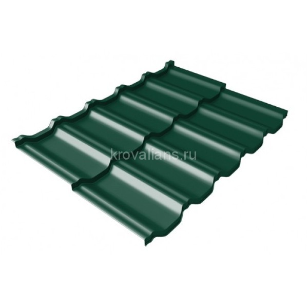 Металлочерепица Grand Line (Гранд Лайн) квинта Uno c 3D резом 0,5 Satin RAL 6005 /1 кв.м./