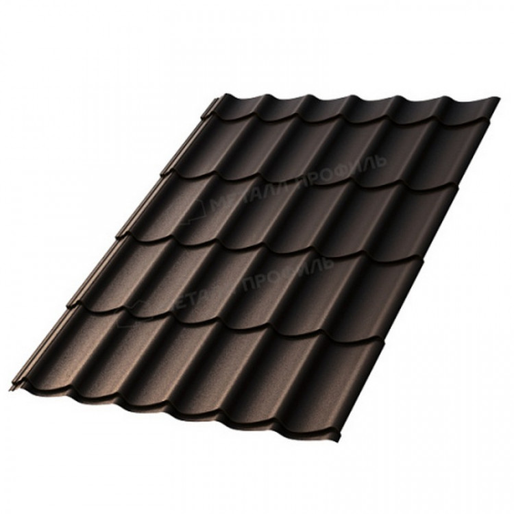 Металлочерепица МеталлПрофиль Ламонтерра (VALORI-20-Dark Brown-0.5) /1 кв.м./ Металлочерепица МеталлПрофиль Ламонтерра (VALORI-20-Dark Brown-0.5) /1 кв.м./