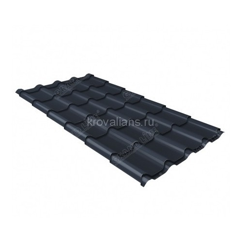 Металлочерепица Grand Line (Гранд Лайн) камея 0,5 PurPro Matt 275 RAL 7024 /1 кв.м./