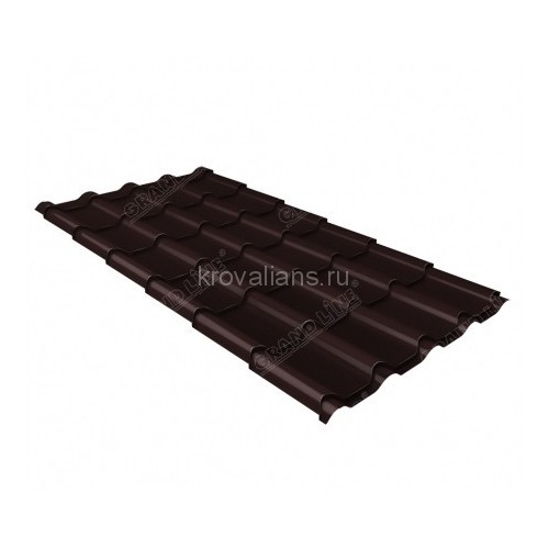 Металлочерепица Grand Line (Гранд Лайн) камея 0,5 PurPro Matt 275 RAL 8017 /1 кв.м./