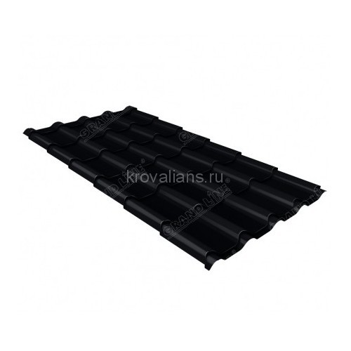 Металлочерепица Grand Line (Гранд Лайн) камея 0,5 PurPro Matt 275 RAL 9005 /1 кв.м./